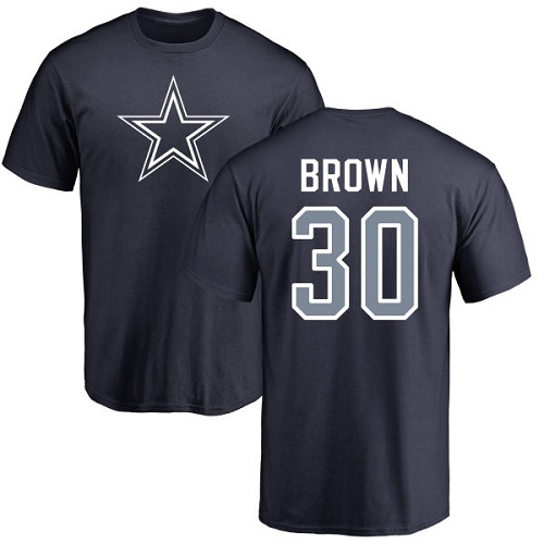 Men Dallas Cowboys Navy Blue Anthony Brown Name and Number Logo #30 Nike NFL T Shirt->nfl t-shirts->Sports Accessory